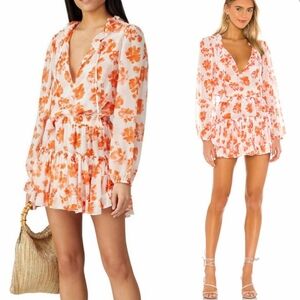 Misa Lorena Floral Tiered Mini Dress